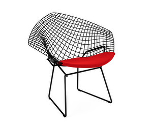 Bertoia Diamond -tuoli, musta/Vermillion