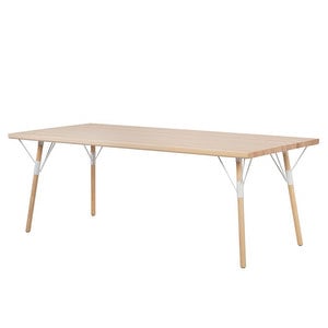 Pöytä54, mänty/valkoinen, 100 x 220 cm
