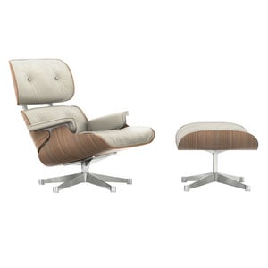 Eames Lounge Armchair & Footstool, Light Walnut / Premium F Leather 73 Clay