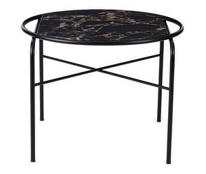 Secant-sohvapöytä, marmori/musta, ⌀ 60 cm