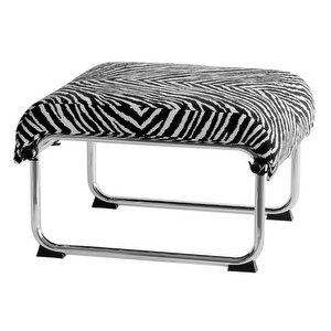 Remmi Footstool, Zebra Fabric / Chrome